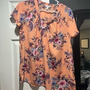 Counterparts Peach Floral Blouse